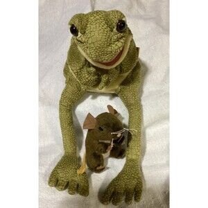 Folkmanis Funny Frog & Mini Field Mouse Hand Puppets Plush Stuffed Play Toys